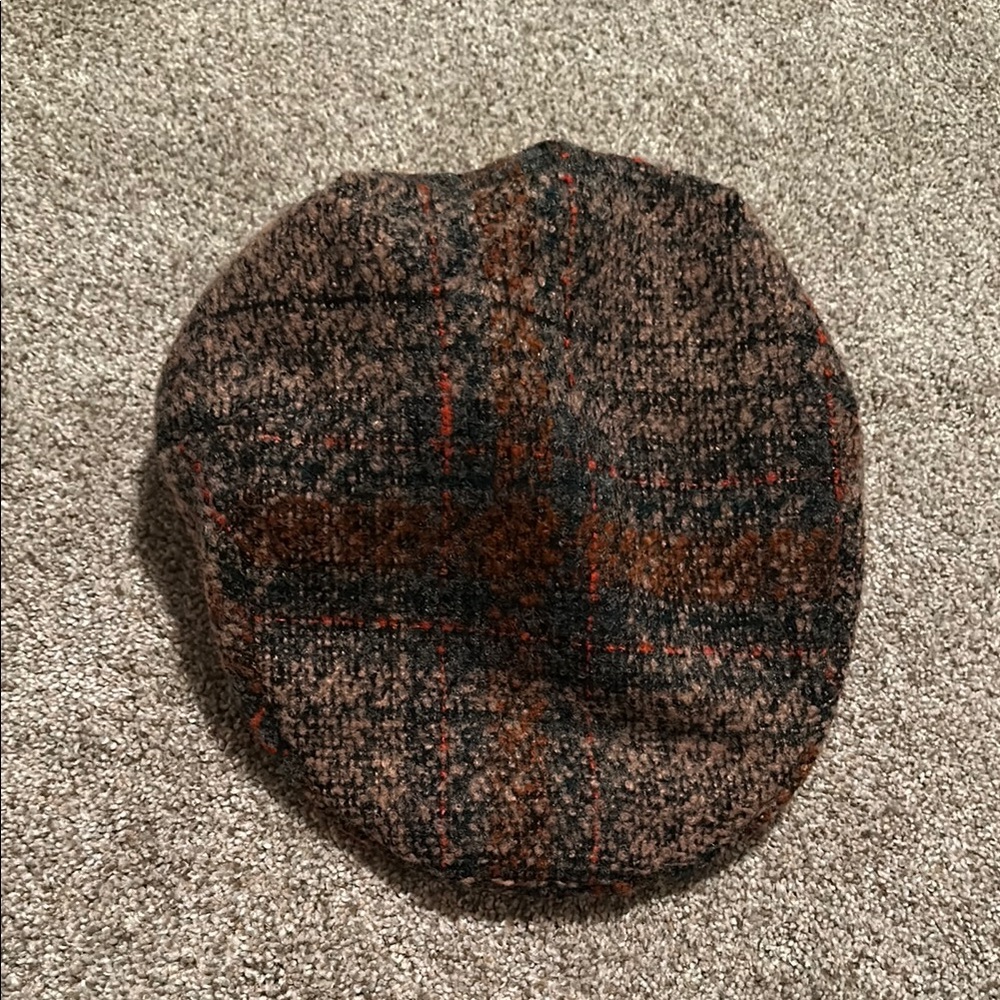 Scala Brown Flat Cap Woolen Plaid Hat